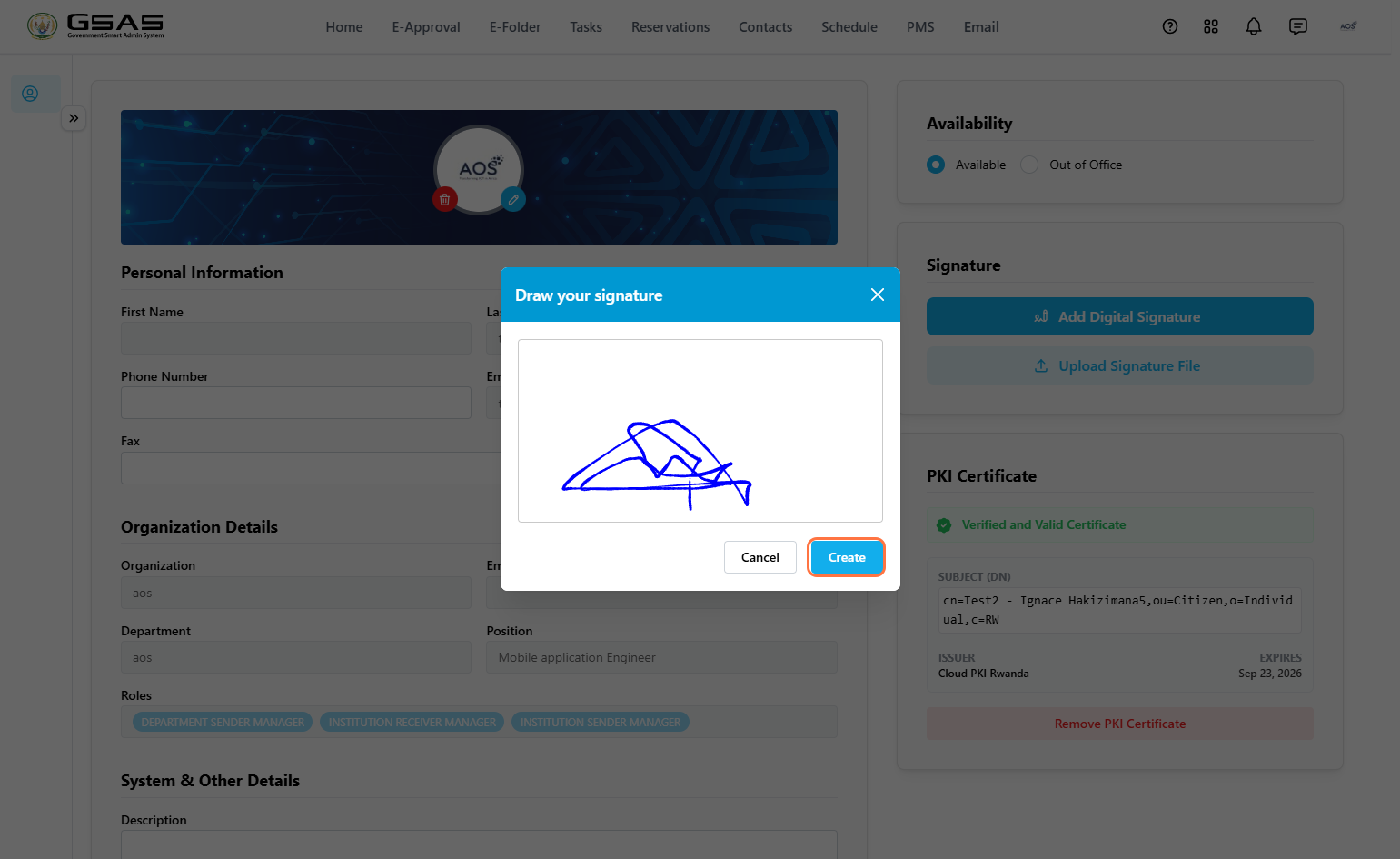 Draw your signature dialog