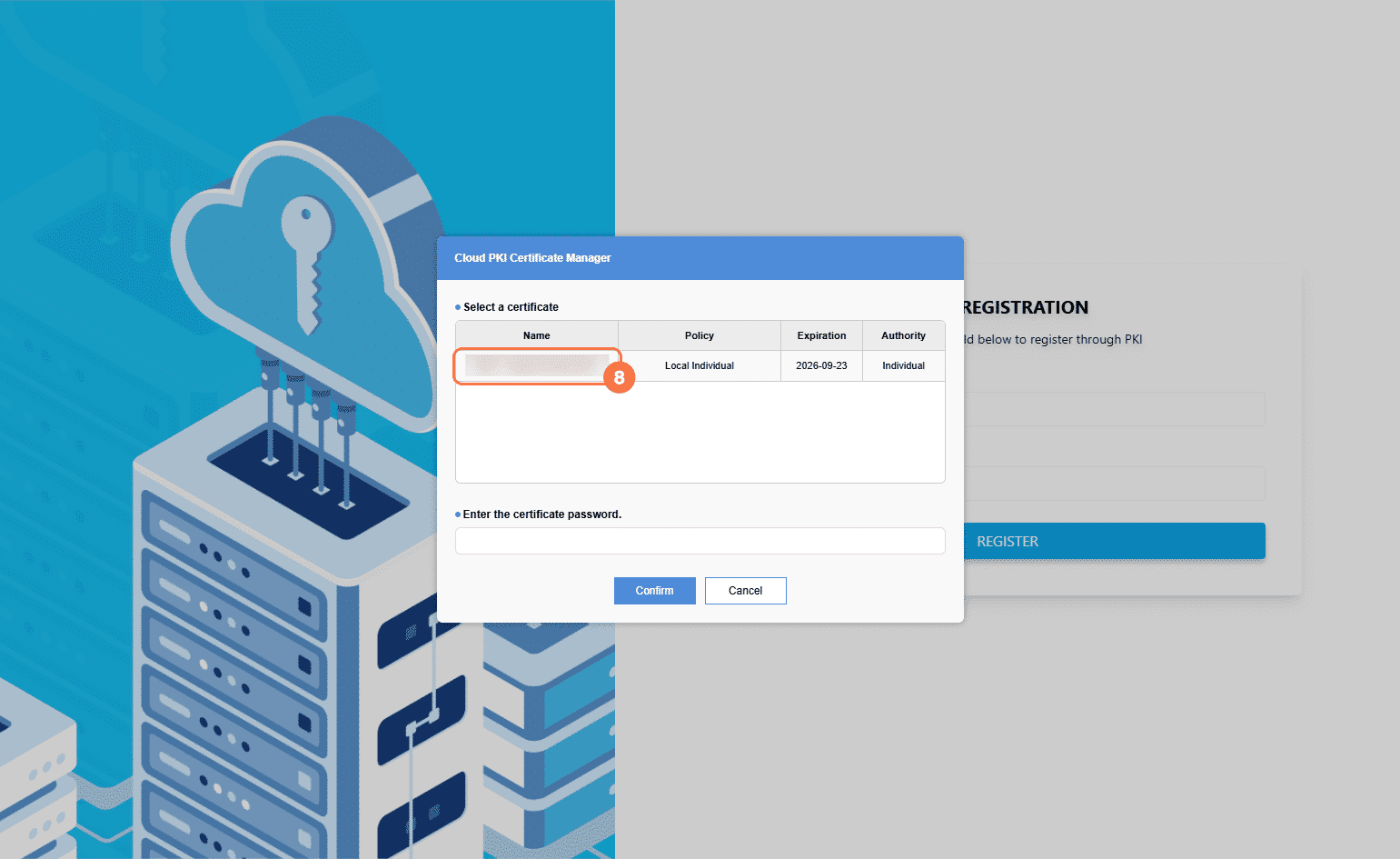 Select certificate